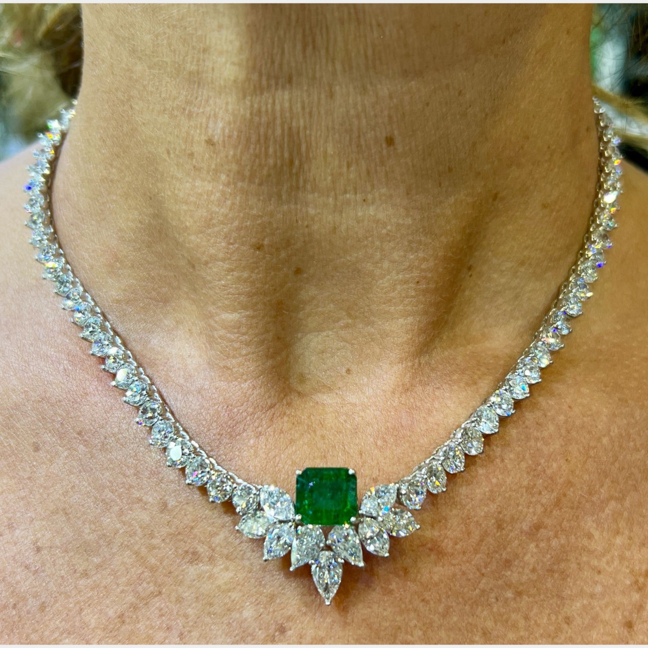 1950’s Platinum Emerald & Diamond Necklace