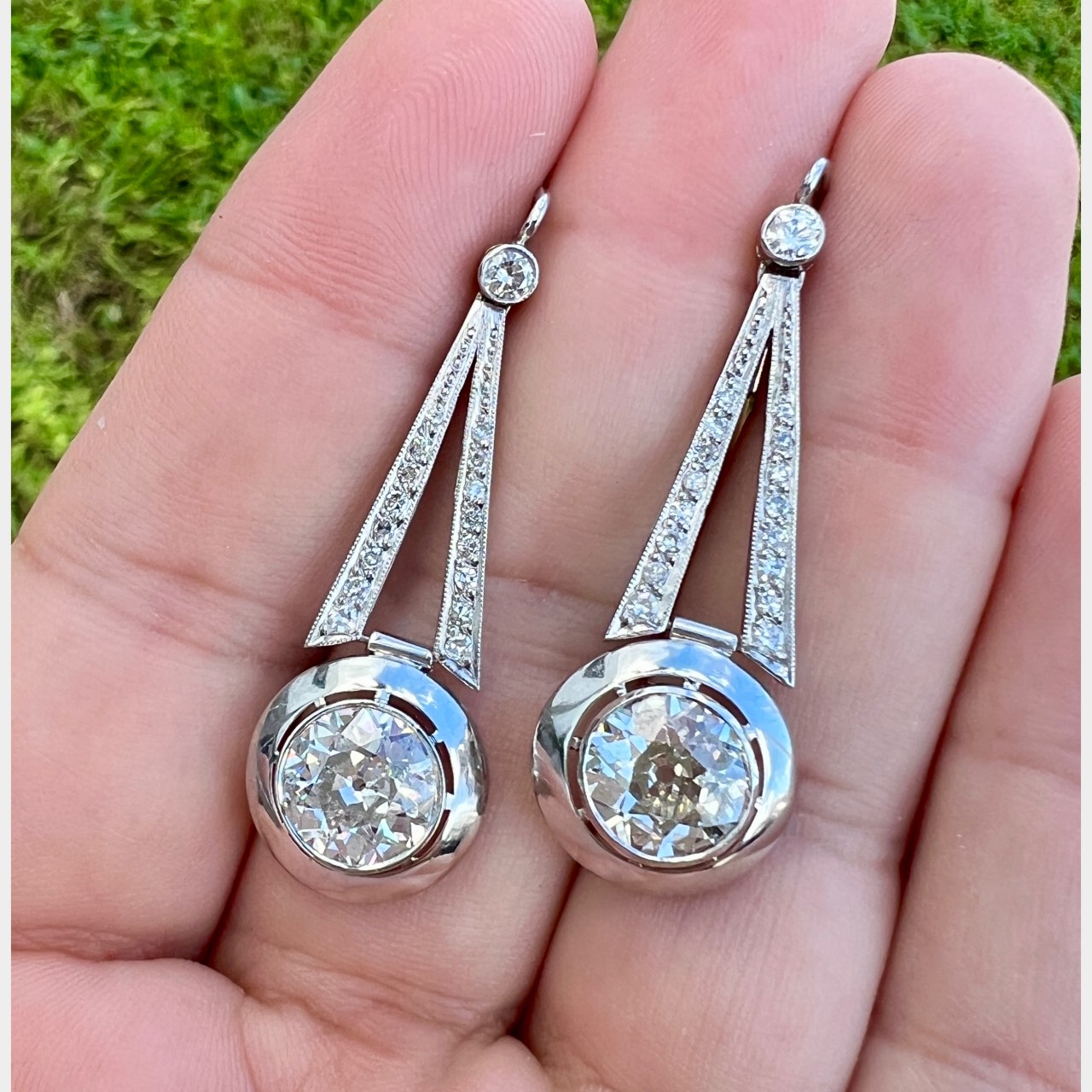 Platinum & 18K Rose Gold Diamond Earrings