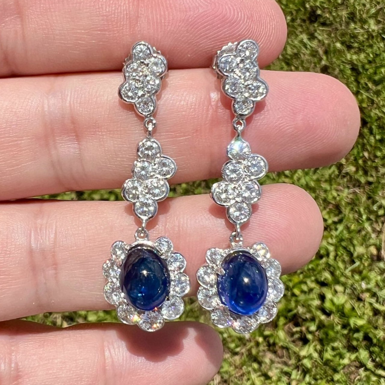 Platinum & 14K White Gold Sapphire and Diamond Earrings