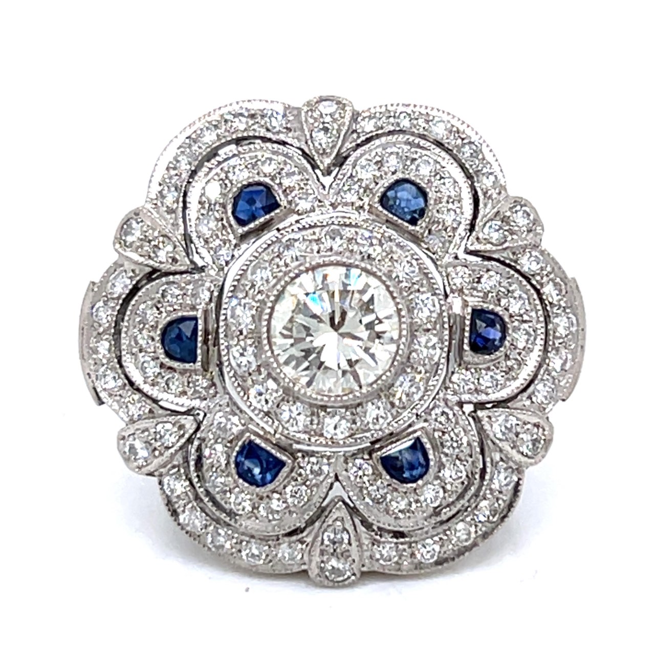 Platinum Diamond & Sapphire Ring