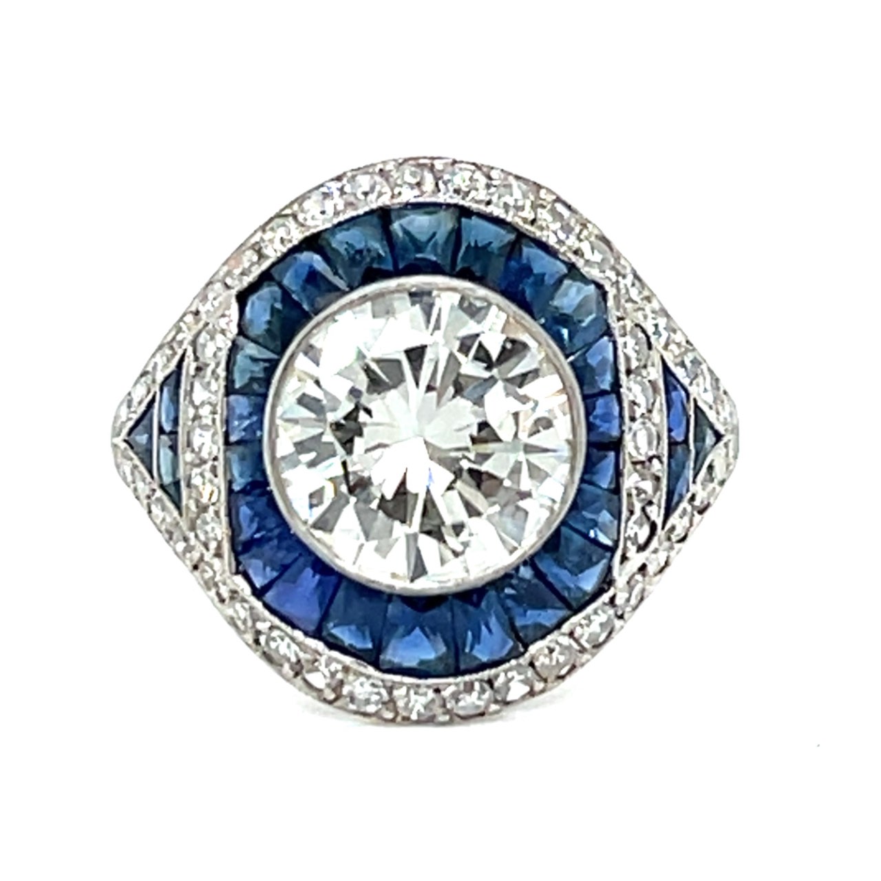 Platinum 2.55 Ct. Diamond & Sapphire Ring