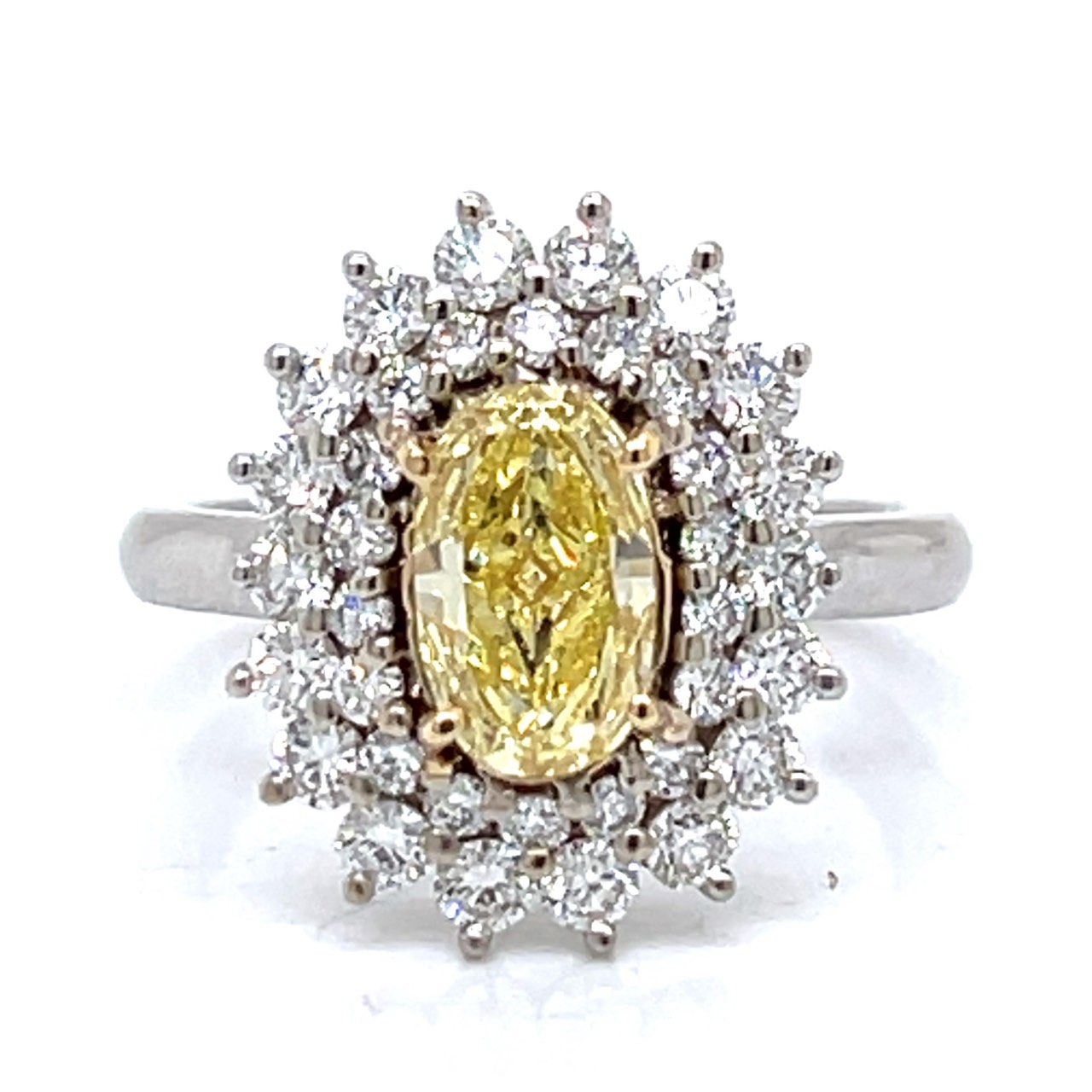 D. VATCHE 14K White Gold GIA Certified 1.06 Ct. Fancy Yellow Diamond Ring