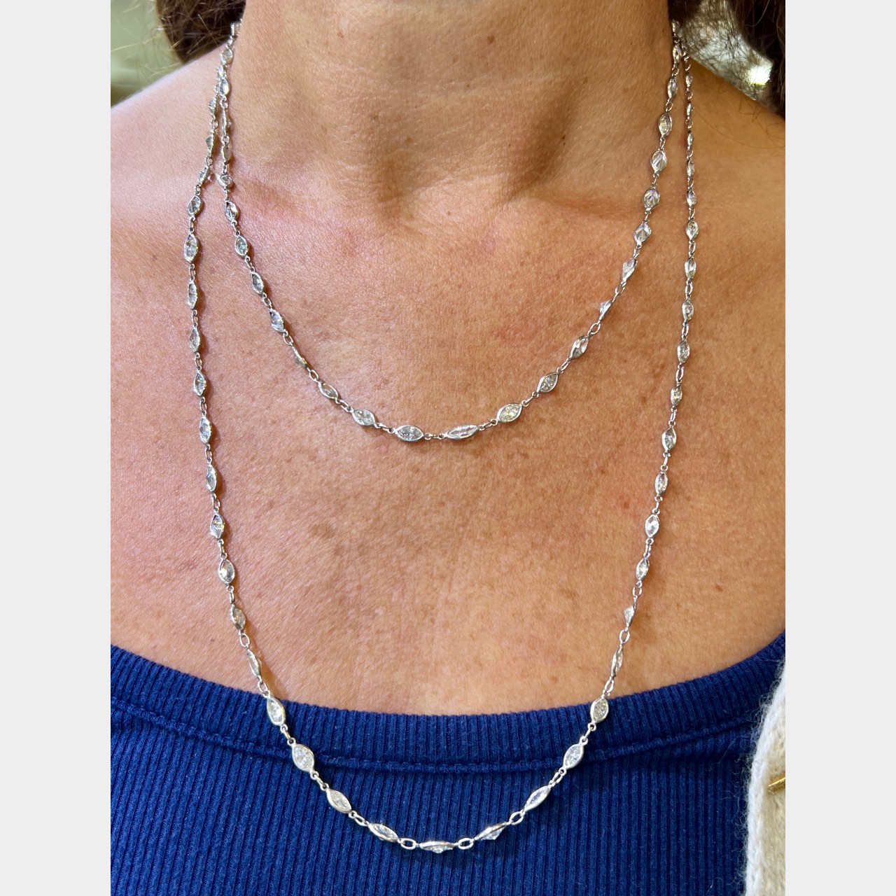 Platinum 33.90 Ct. Marquise Diamond by the Yard Necklace