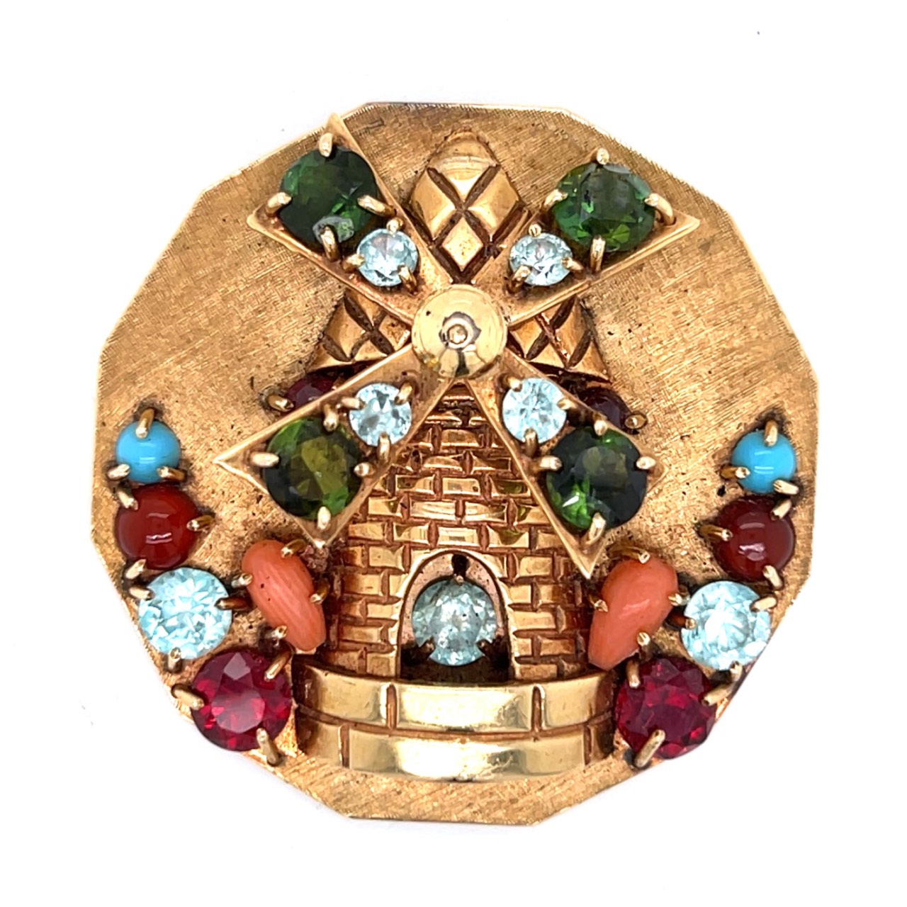 1960’s 14K Yellow Gold Spinning Windmill Pendant/Brooch