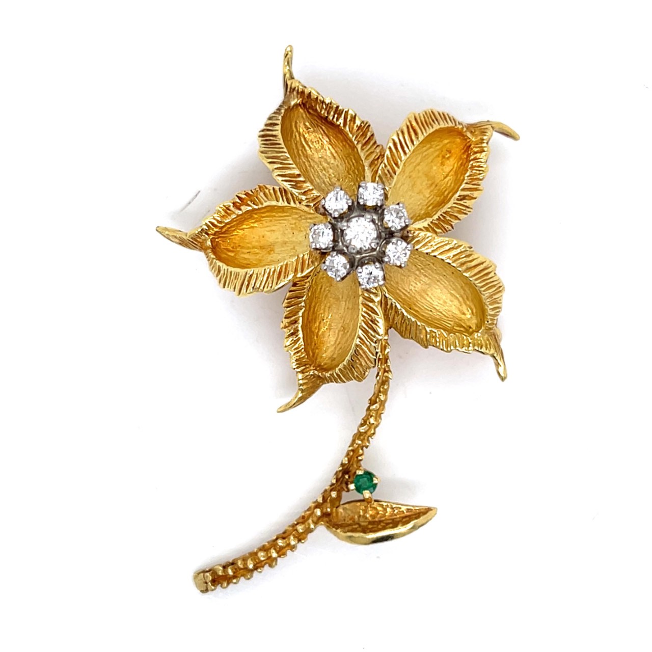 CARTIER 1960’s 18K Yellow Gold Flower Brooch