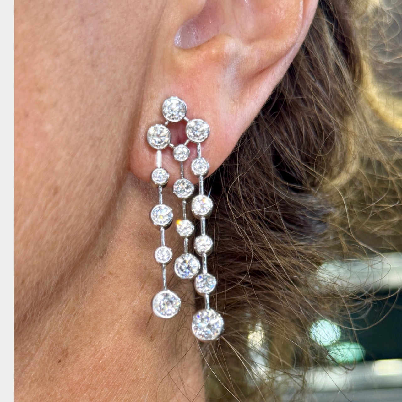 18K White Gold 7.20 Ct. Diamond Earrings