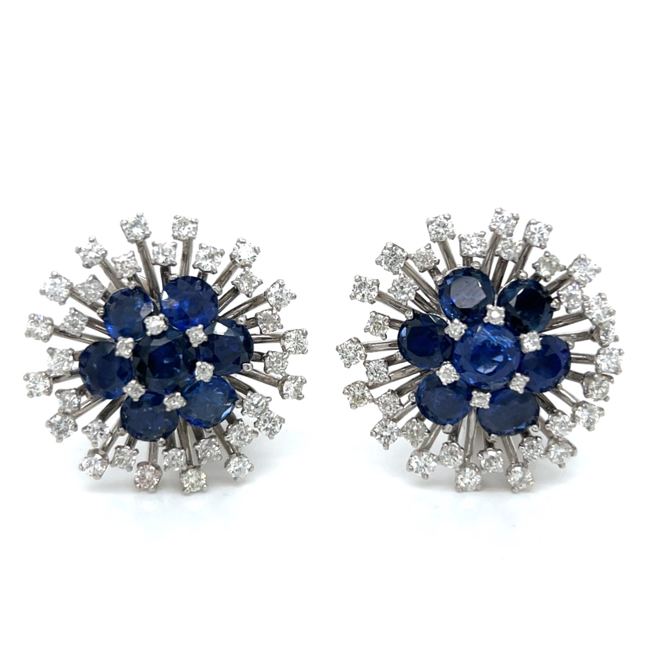 Art Deco Platinum Sapphire & Diamond Earrings