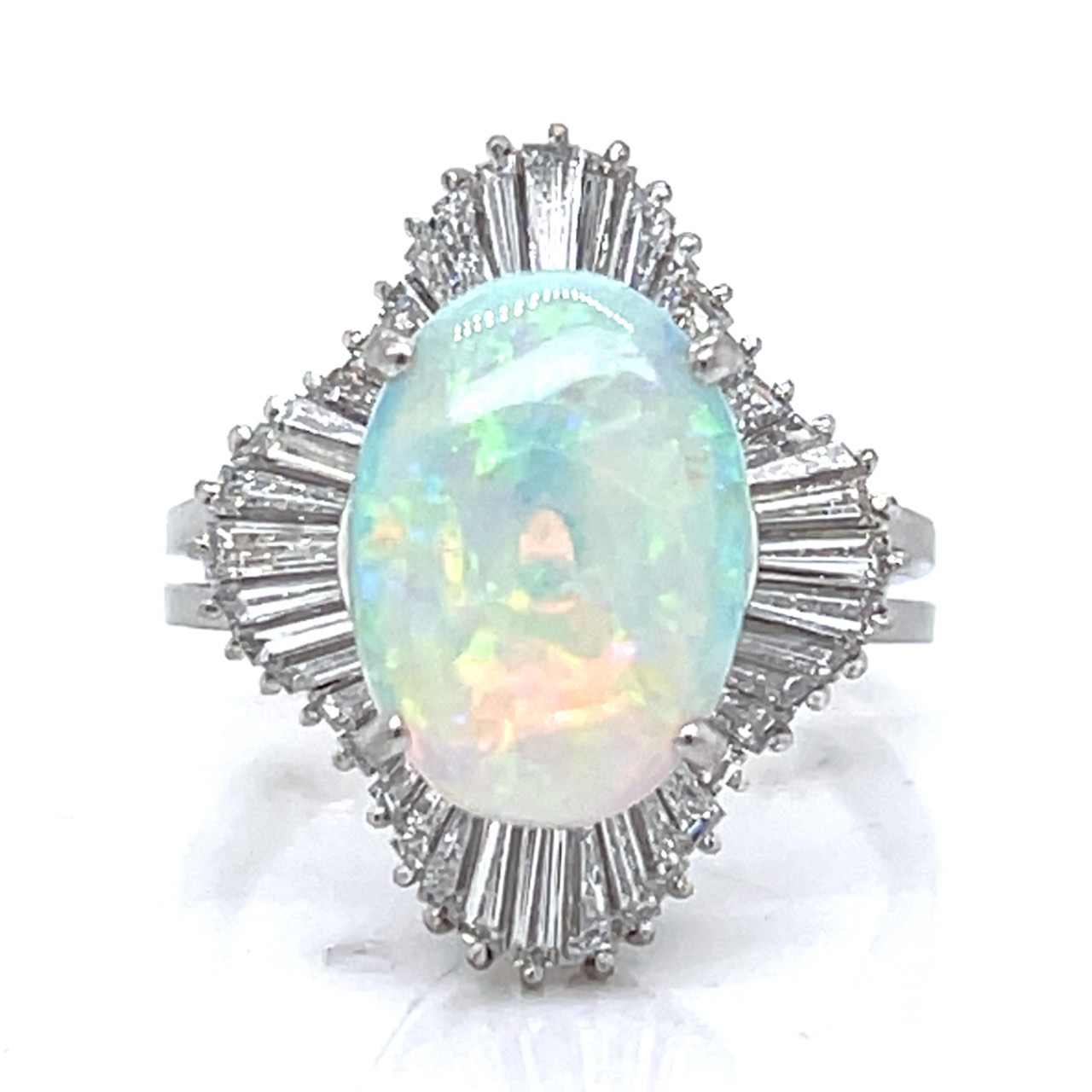 Platinum Opal & Diamond Ring