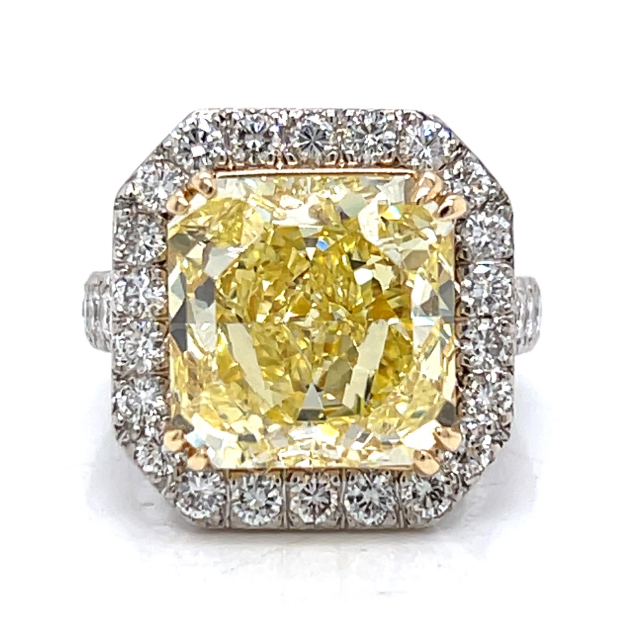 18K White Gold GIA Certified 10.06 Ct. Fancy Intense Yellow Diamond Ring
