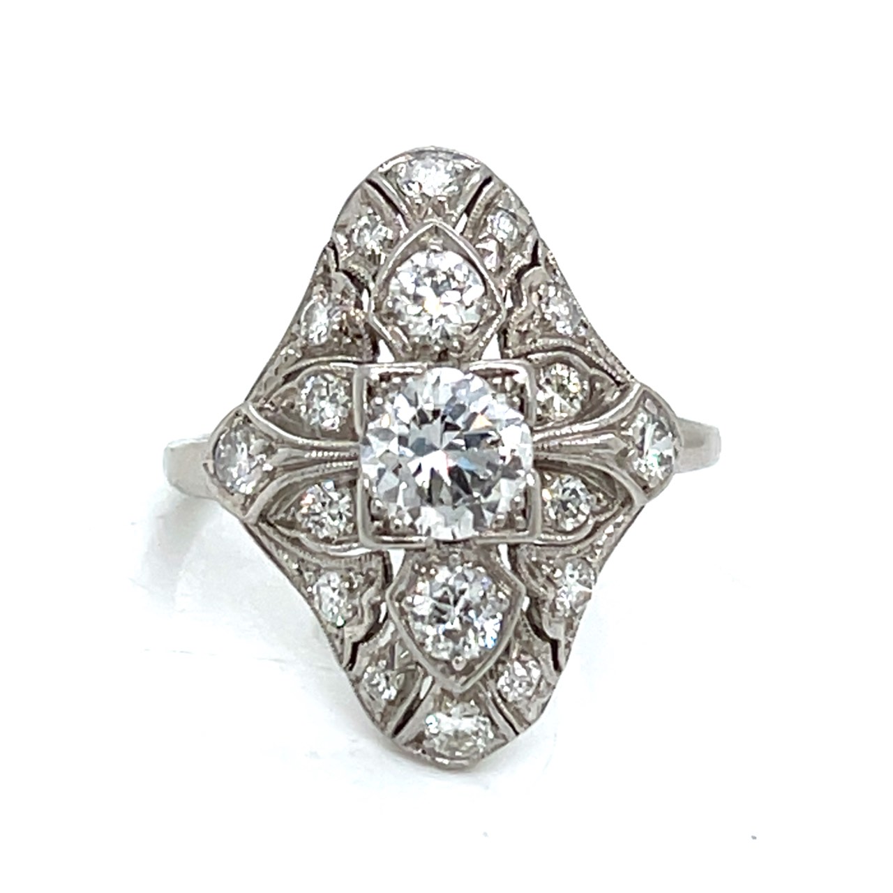 Art Deco Palladium 2.10 Ct. Diamond Ring